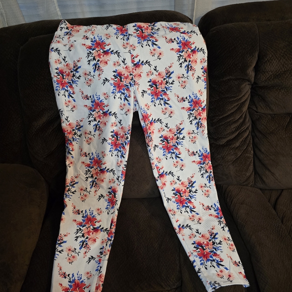 Faded Glory Floral Print Pants Suze XXL